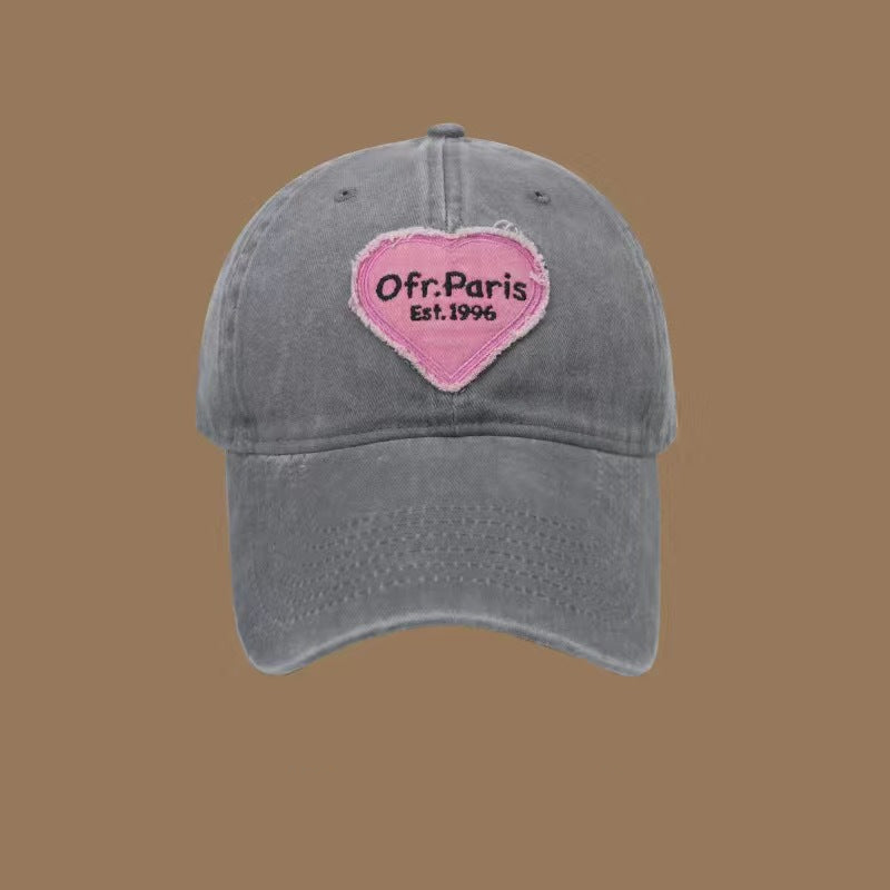 Wholesale Spring and summer large head circumference hot girl heart retro soft top baseball cap